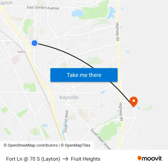 Fort Ln @ 70 S    (Layton) to Fruit Heights map