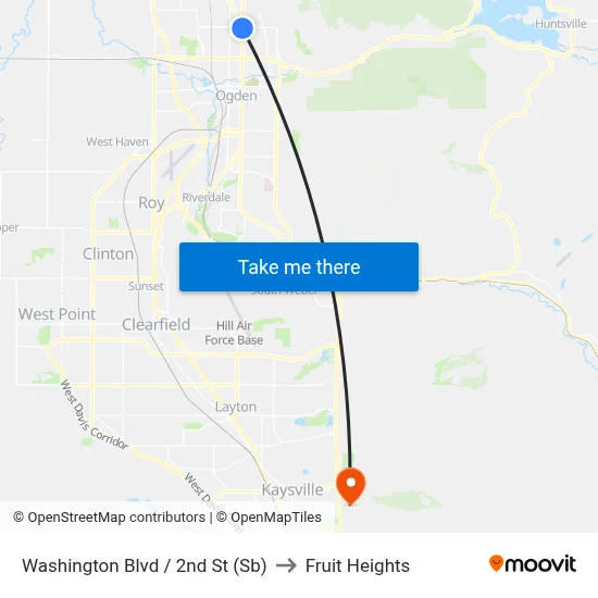 Washington Blvd / 2nd St (Sb) to Fruit Heights map