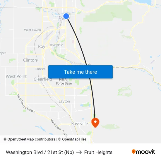 Washington Blvd / 21st St (Nb) to Fruit Heights map