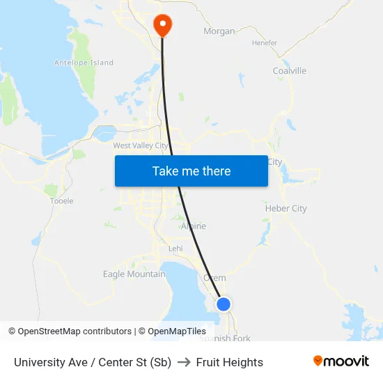 University Ave / Center St (Sb) to Fruit Heights map