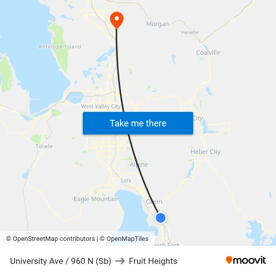 University Ave / 960 N (Sb) to Fruit Heights map