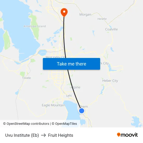 Uvu Institute (Eb) to Fruit Heights map