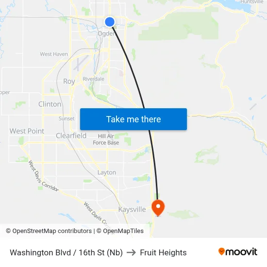 Washington Blvd / 16th St (Nb) to Fruit Heights map