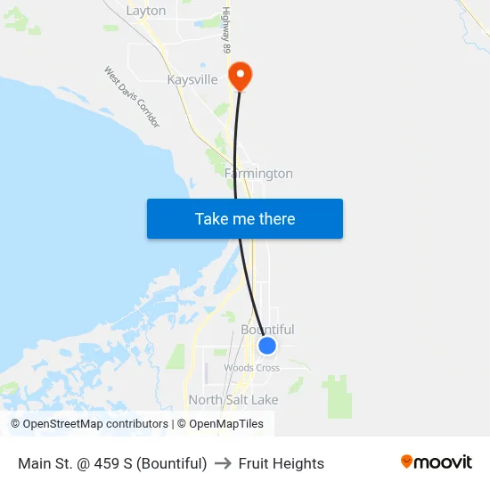 Main St. @ 459 S (Bountiful) to Fruit Heights map