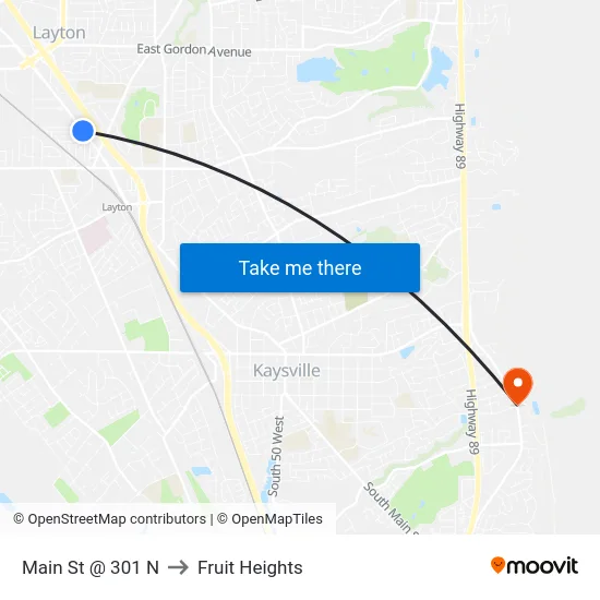 Main St @ 301 N to Fruit Heights map