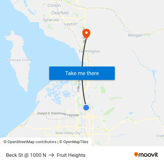Beck St @ 1000 N to Fruit Heights map