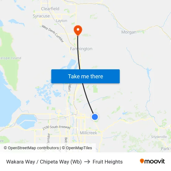 Wakara Way / Chipeta Way (Wb) to Fruit Heights map
