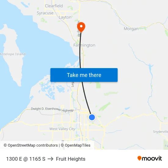 1300 E @ 1165 S to Fruit Heights map