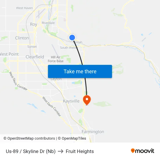 Us-89 / Skyline Dr (Nb) to Fruit Heights map