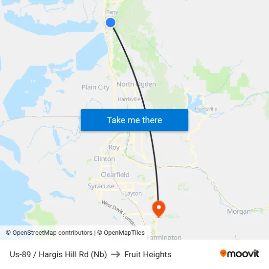 Us-89 / Hargis Hill Rd (Nb) to Fruit Heights map