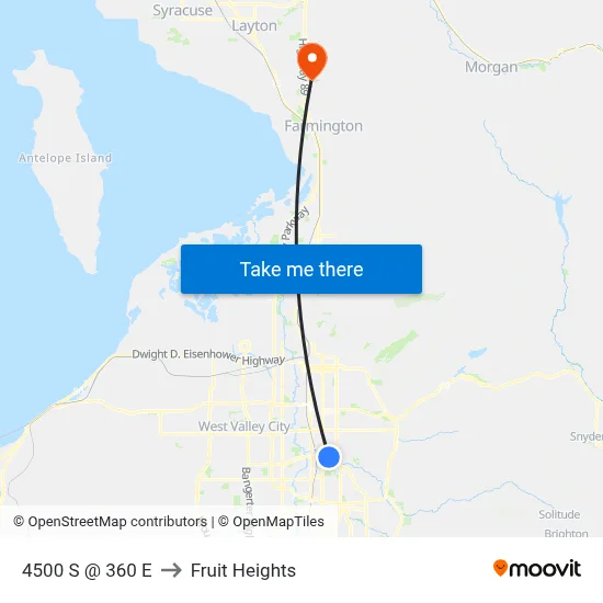 4500 S @ 360 E to Fruit Heights map