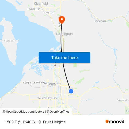 1500 E @ 1640 S to Fruit Heights map