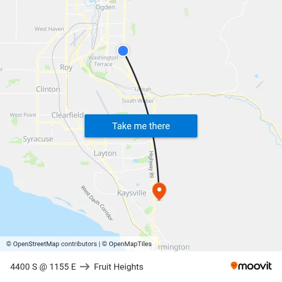 4400 S @ 1155 E to Fruit Heights map