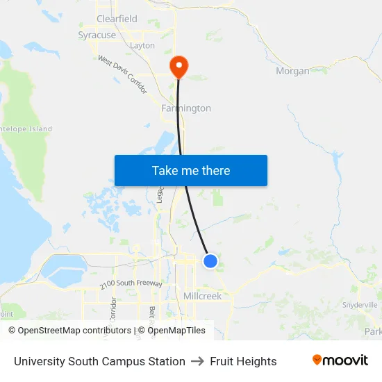 University South Campus Station to Fruit Heights map