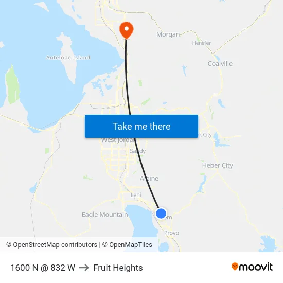 1600 N @ 832 W to Fruit Heights map
