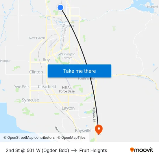 2nd St @ 601 W (Ogden Bdo) to Fruit Heights map