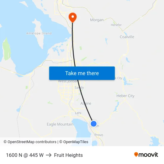 1600 N @ 445 W to Fruit Heights map