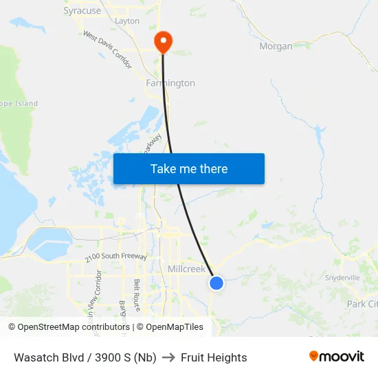 Wasatch Blvd / 3900 S (Nb) to Fruit Heights map