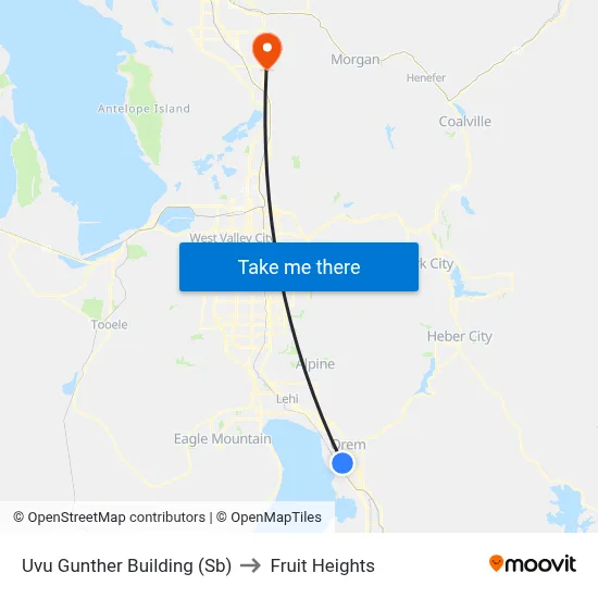 Uvu Gunther Building (Sb) to Fruit Heights map