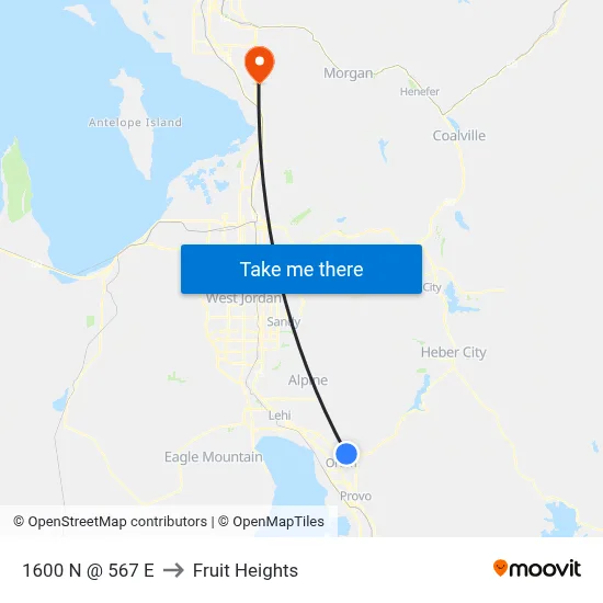1600 N @ 567 E to Fruit Heights map