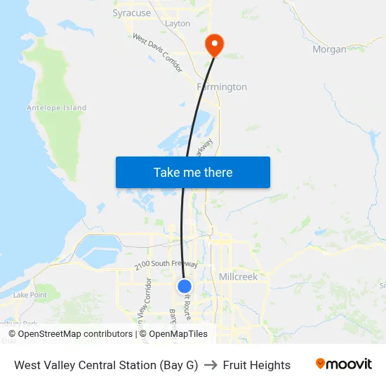 West Valley Central Station (Bay G) to Fruit Heights map