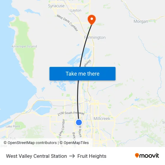 West Valley Central Station to Fruit Heights map