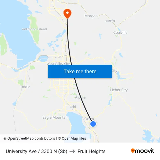 University Ave / 3300 N (Sb) to Fruit Heights map