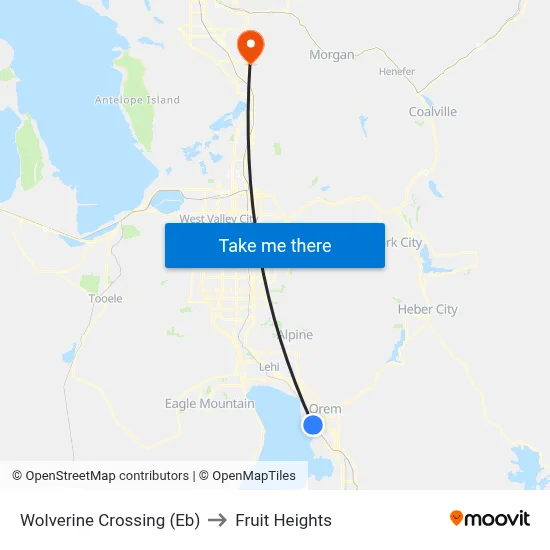 Wolverine Crossing (Eb) to Fruit Heights map