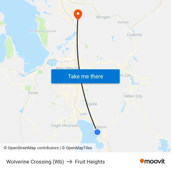 Wolverine Crossing (Wb) to Fruit Heights map