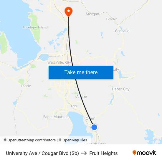University Ave / Cougar Blvd (Sb) to Fruit Heights map