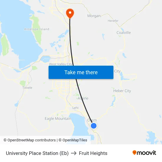 University Place Station (Eb) to Fruit Heights map