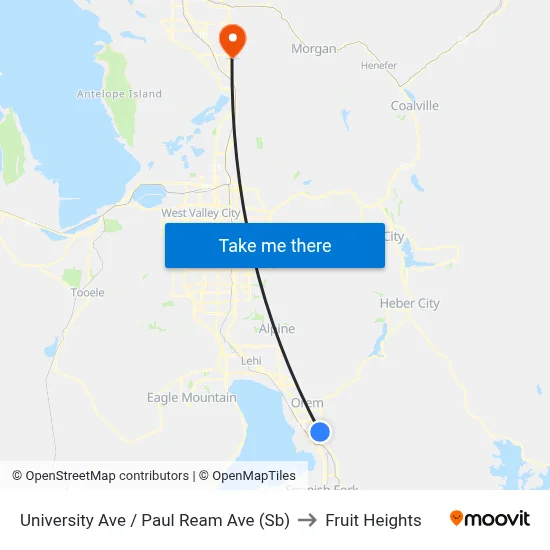University Ave / Paul Ream Ave (Sb) to Fruit Heights map
