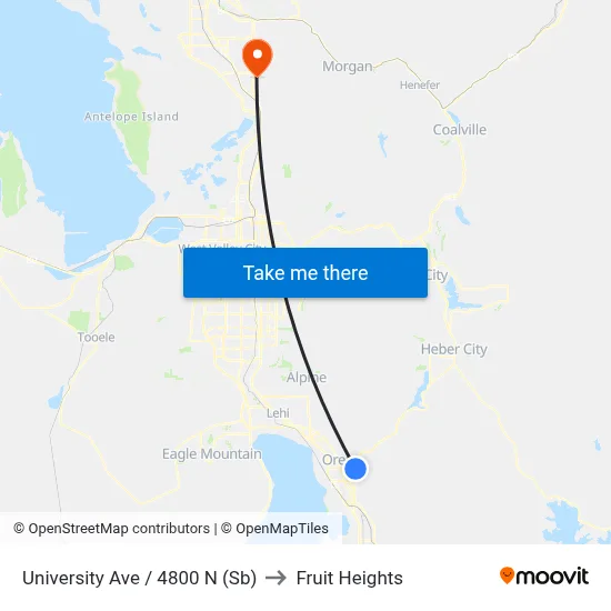 University Ave / 4800 N (Sb) to Fruit Heights map