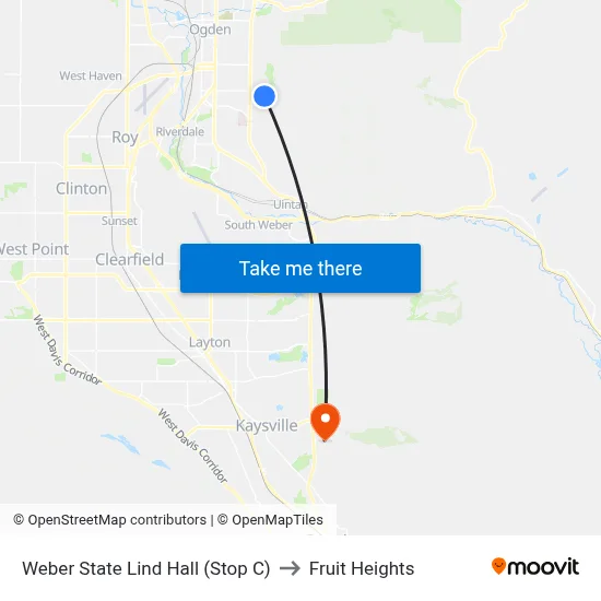 Weber State Lind Hall (Stop C) to Fruit Heights map