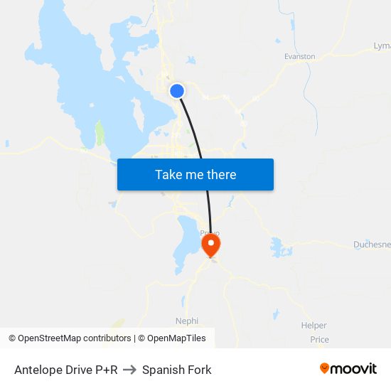 Antelope Drive P+R to Spanish Fork map