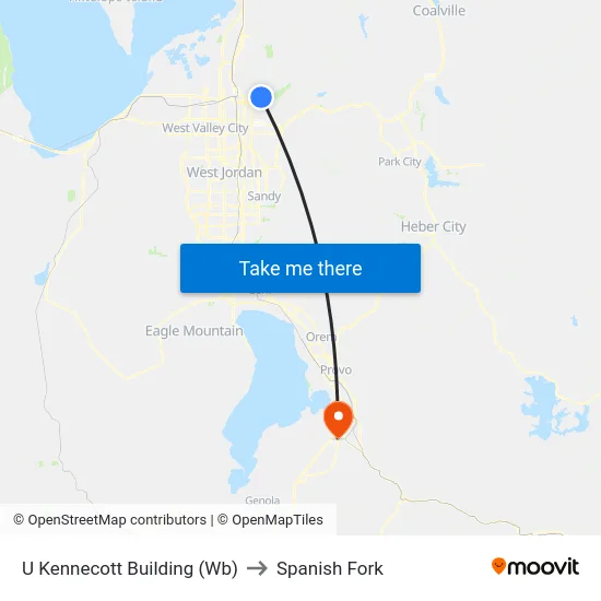 U Kennecott Building (Wb) to Spanish Fork map