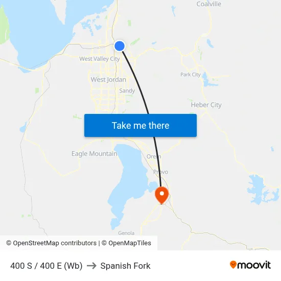 400 S / 400 E (Wb) to Spanish Fork map