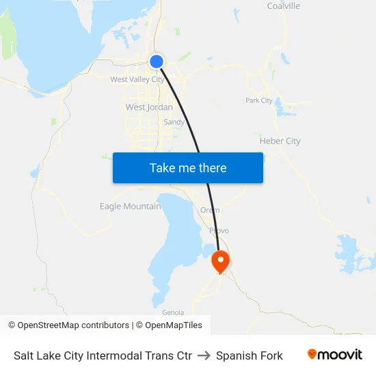 Salt Lake City Intermodal Trans Ctr to Spanish Fork map
