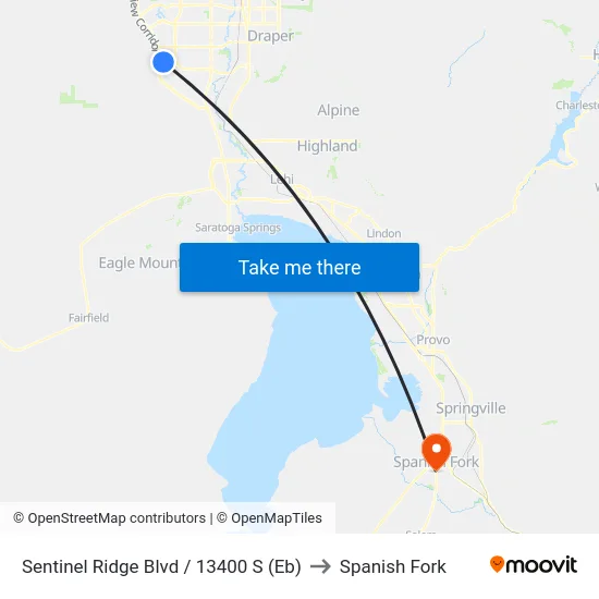 Sentinel Ridge Blvd / 13400 S (Eb) to Spanish Fork map