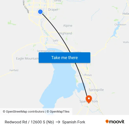 Redwood Rd / 12600 S (Nb) to Spanish Fork map