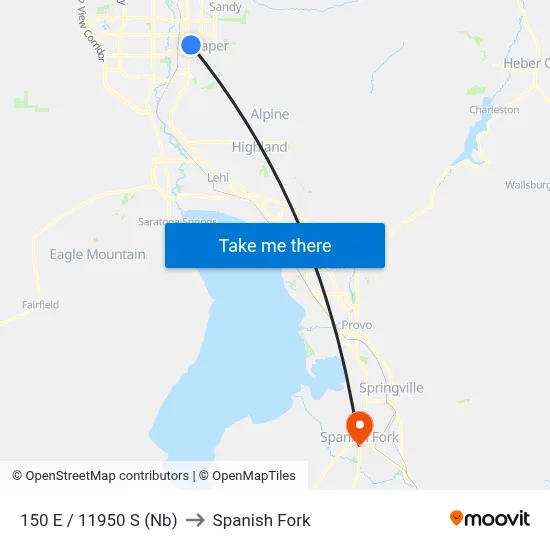150 E / 11950 S (Nb) to Spanish Fork map