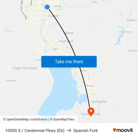 10000 S / Centennial Pkwy (Eb) to Spanish Fork map