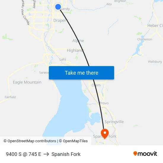 9400 S @ 745 E to Spanish Fork map