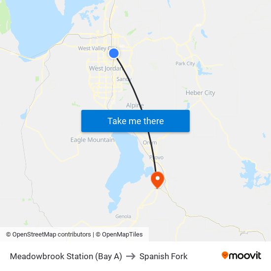 Meadowbrook Station (Bay A) to Spanish Fork map