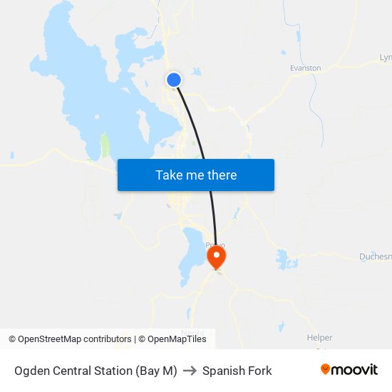 Ogden Central Station (Bay M) to Spanish Fork map