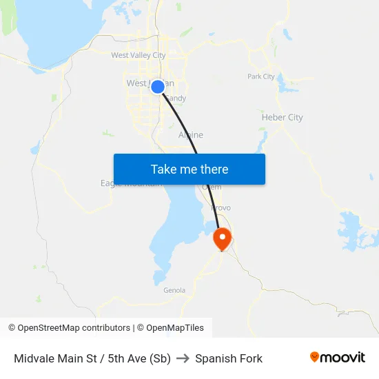 Midvale Main St / 5th Ave (Sb) to Spanish Fork map