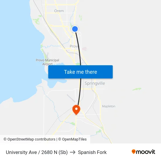 University Ave / 2680 N (Sb) to Spanish Fork map