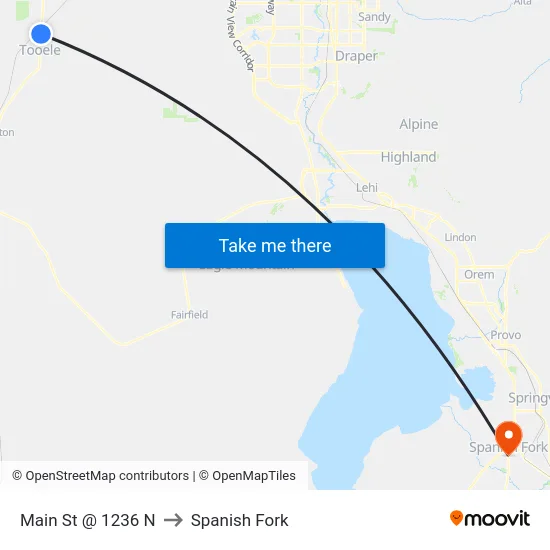 Main St @ 1236 N to Spanish Fork map