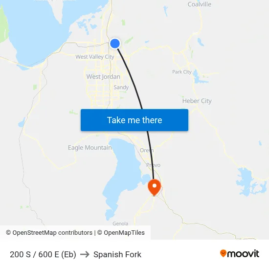 200 S / 600 E (Eb) to Spanish Fork map