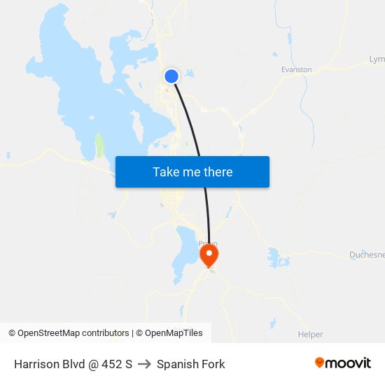 Harrison Blvd @ 452 S to Spanish Fork map